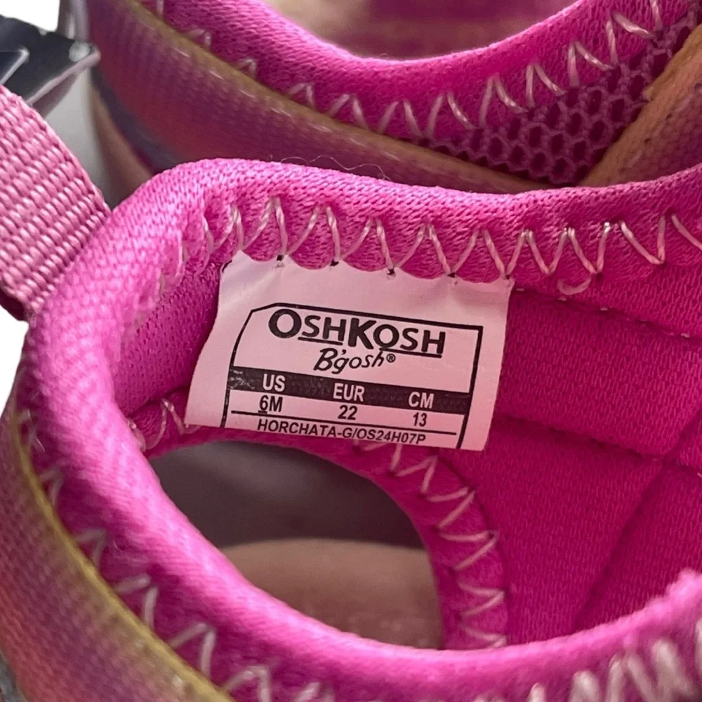 OshKosh B'Gosh Toddler Girl's Size 6 Horchata Hook and Loop Sandal Pink New Tags